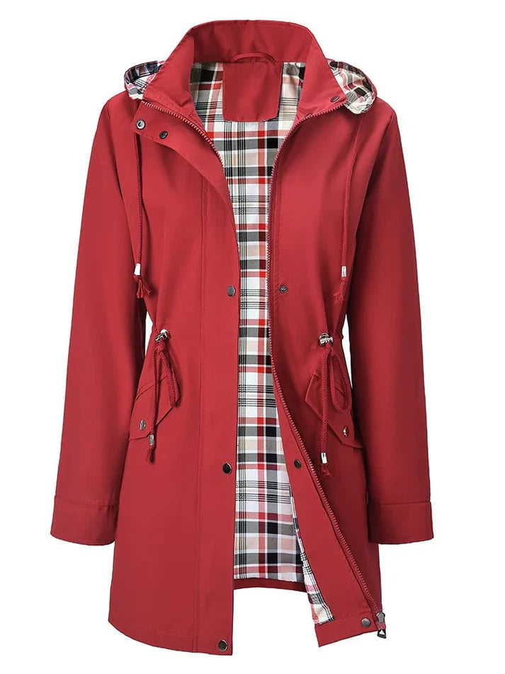 Chaqueta impermeable con forro de cuadros
