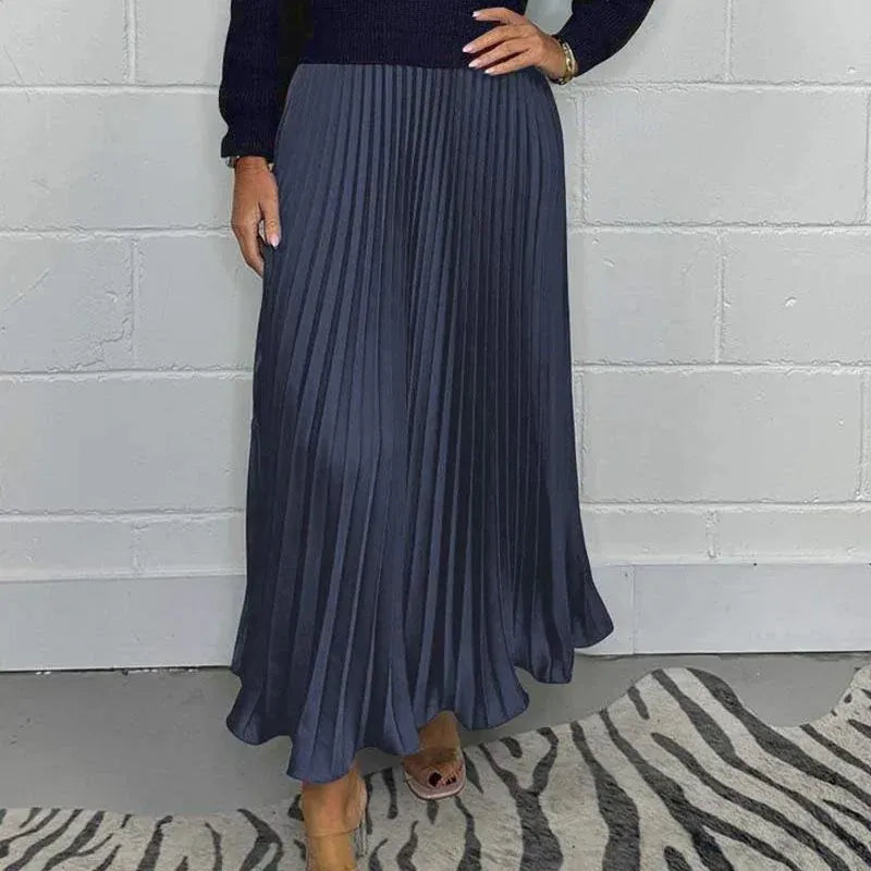 Vestido maxi con jersey y falda plisada