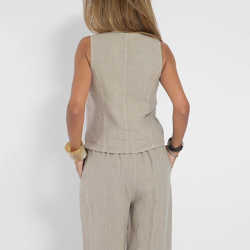 Conjunto Lino Chaleco y Pantalón Ancho