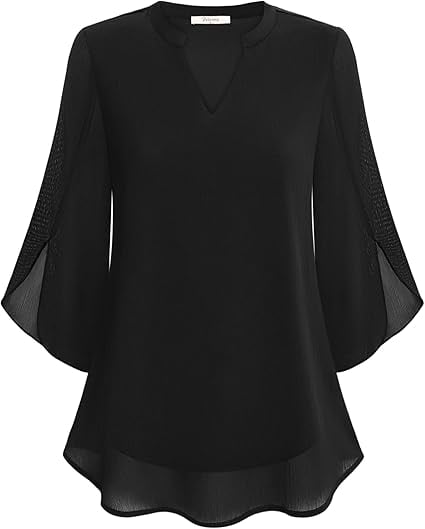 Blusa de gasa chiffon con escote en V