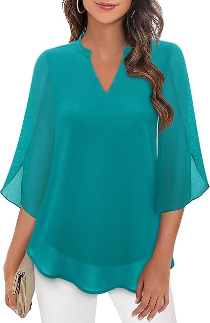 Blusa de gasa chiffon con escote en V