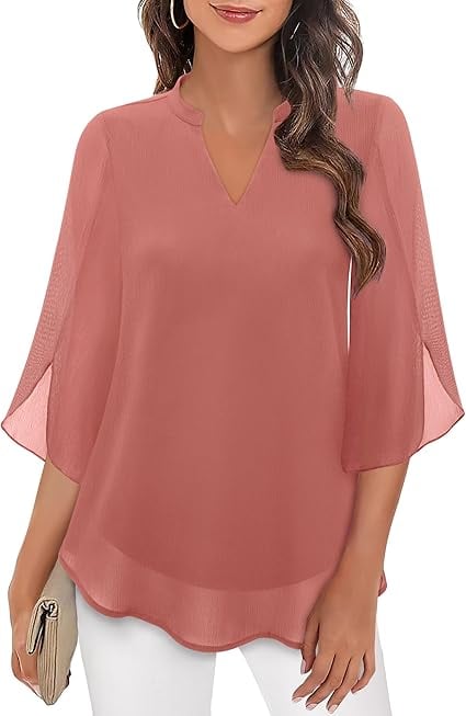 Blusa de gasa chiffon con escote en V