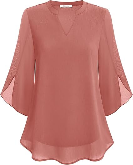 Blusa de gasa chiffon con escote en V