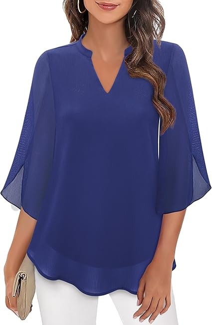 Blusa de gasa chiffon con escote en V