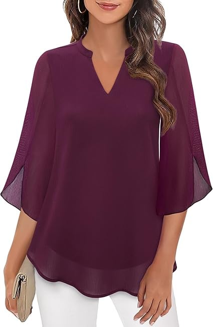 Blusa de gasa chiffon con escote en V