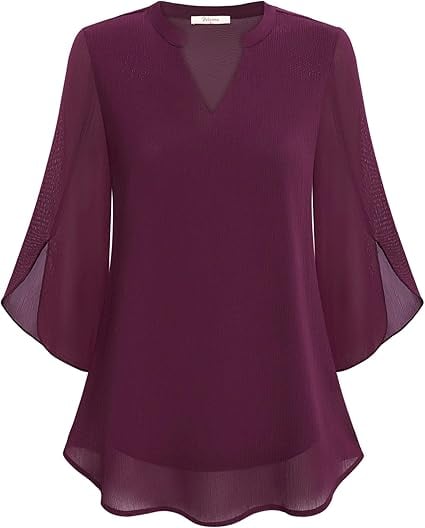 Blusa de gasa chiffon con escote en V