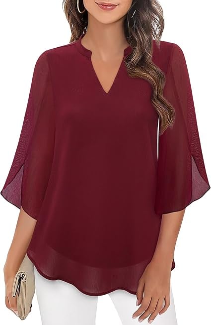 Blusa de gasa chiffon con escote en V