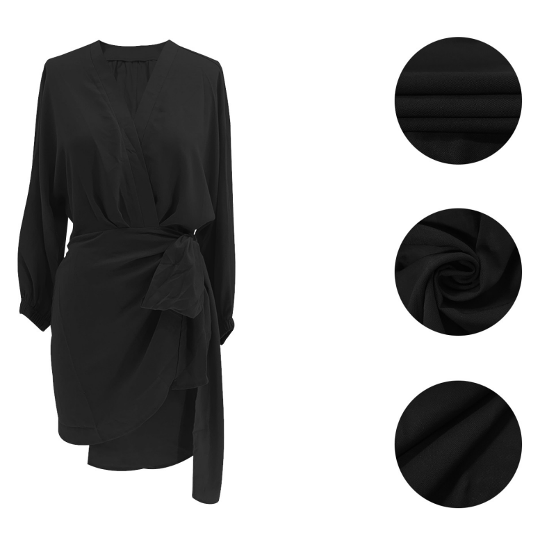 Vestido cruzado con cuello en V para mujer
